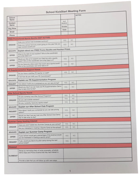 School Kickstart Meeting Form