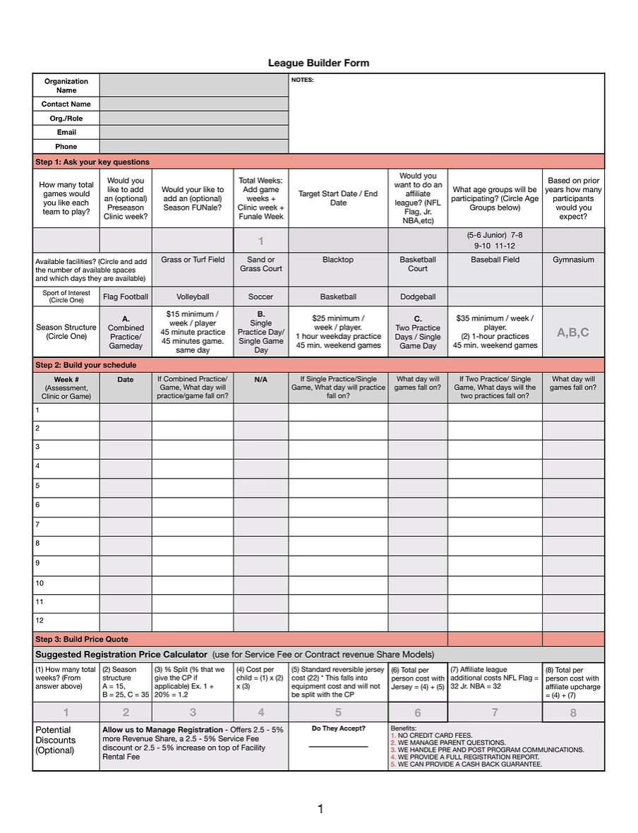 League Builder Form