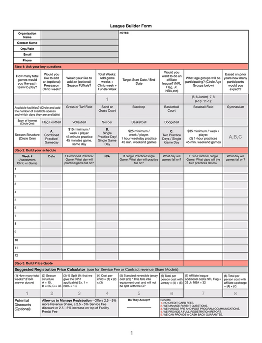 League Builder Form